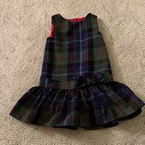 Classic Prep Girls Green and Red Plaid Holiday Wool Dress
